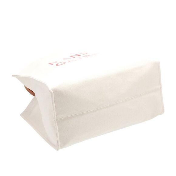 Mansur Gavriel Canvas with Leather Straps Logo Graphic Tote Bag - Picture 5 of 6